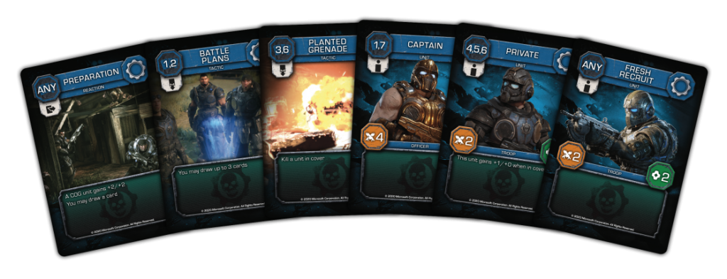 Fan of cards presenting different COG troops