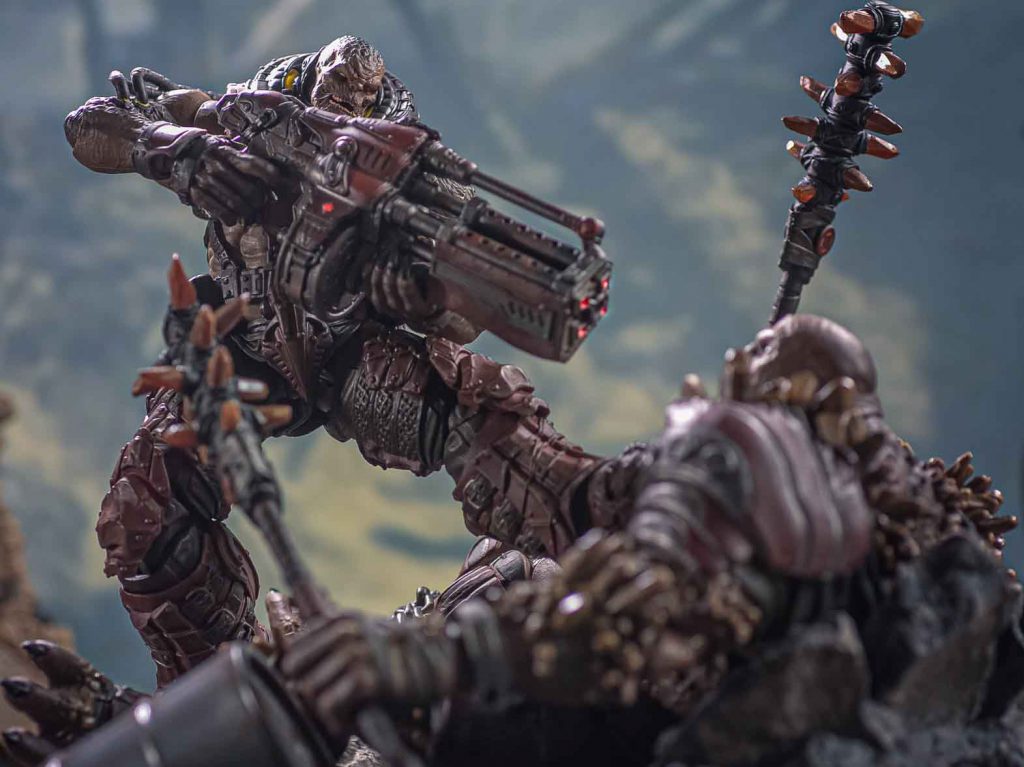 The Locust Disciple 1/12 scale action figure in an active battle-pose