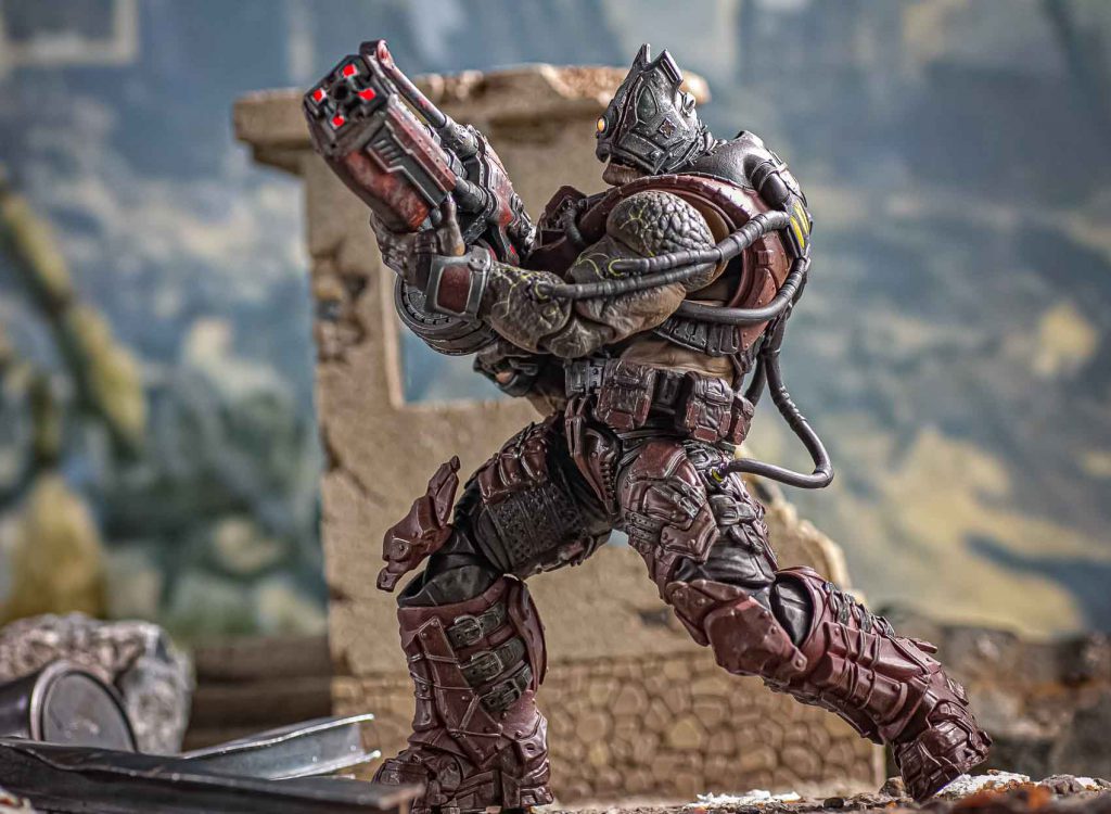 The Locust Disciple 1/12 scale action figure in an active battle-pose