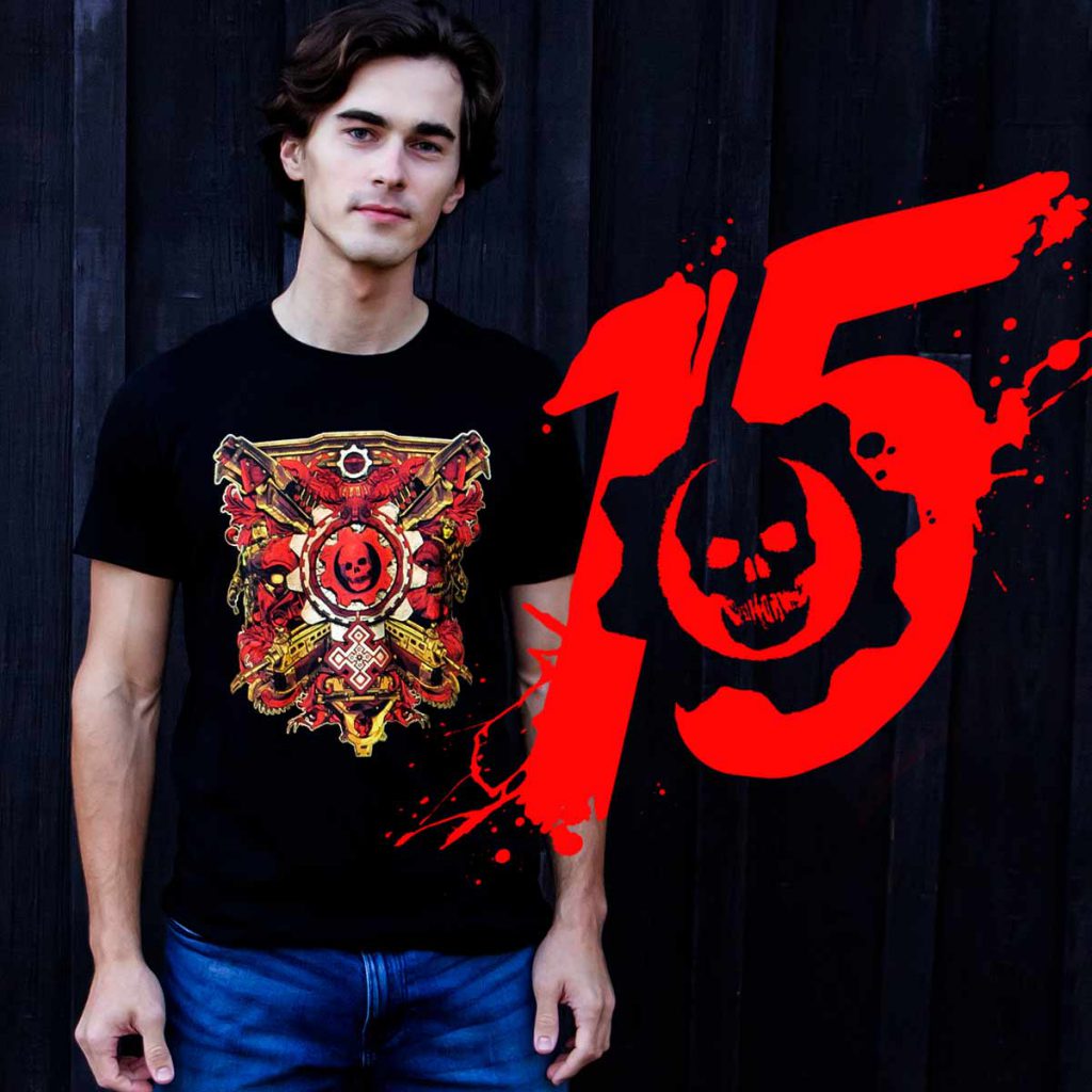 Gears of War 15th Anniversary commemorative tshirt illustrated by artist Anthony Petrie