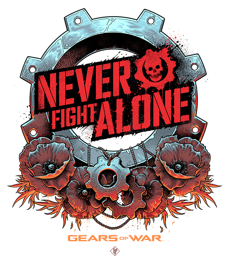 Never fight alone logo gears of war