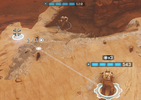 Showing the selected player character's possible movement range. It will require two action points to go to its destination.