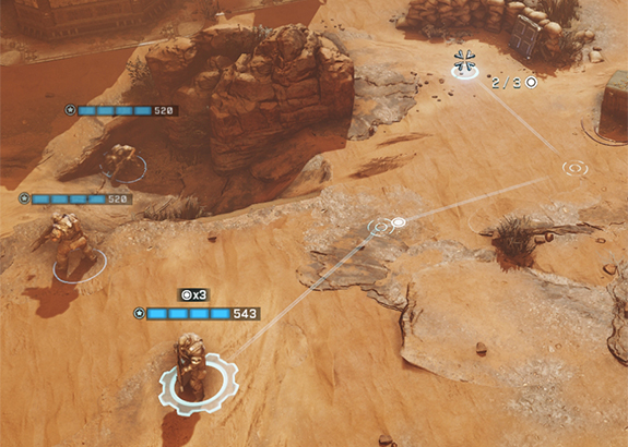 An example of a waypoint on the battlefield. The controlled player character will use two action points to reach it.