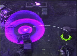 An example of the area of damage effect in purple to help with those who may not be able to see certain colors
