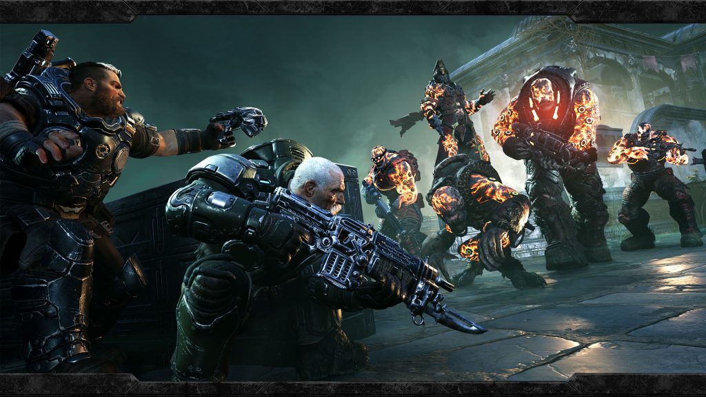 Gabe and Sif fighting a group of locust