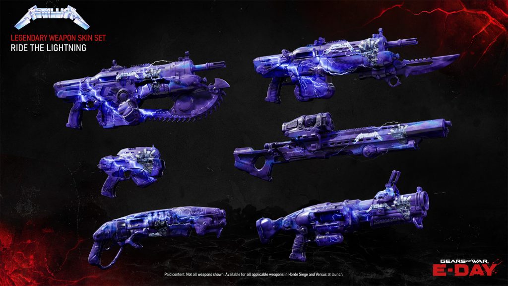 Legendary Weapon set featuring exclusive Metallicas Ride the Lightening skins