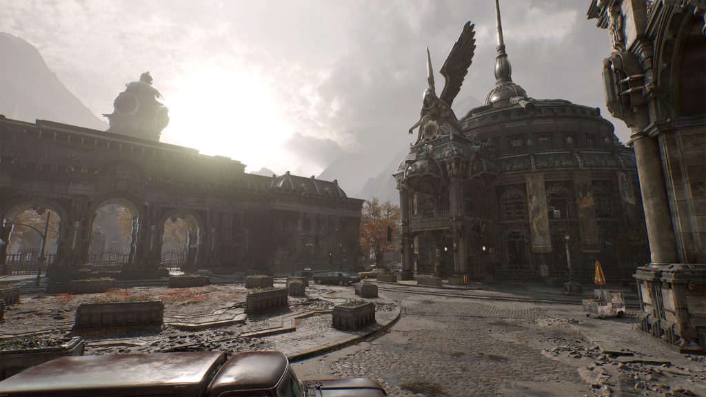view of historic Kalona district after the attacks