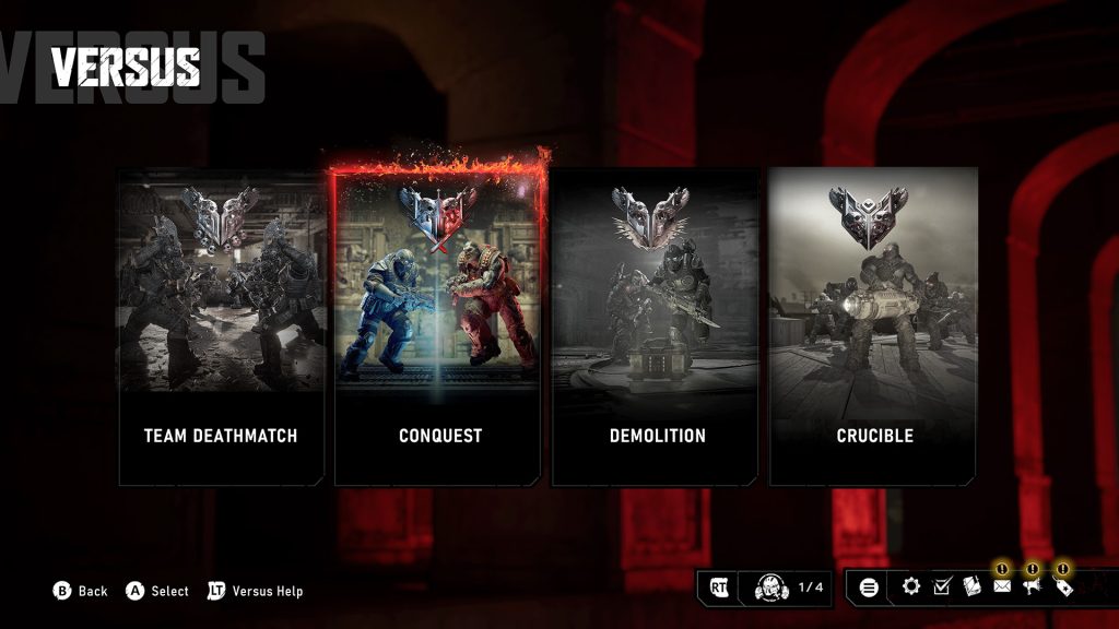 Conquest mode selected in versus screen