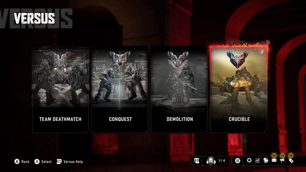 Crucible mode selected in versus screen