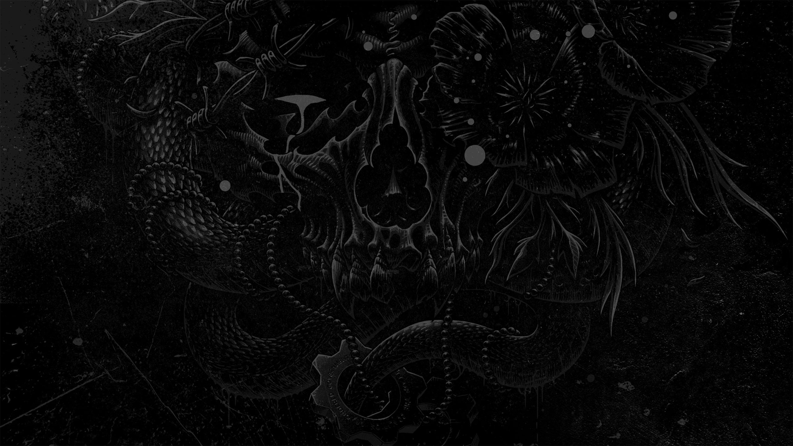 gritty dark background with a snakes, flowers, and grit subtle in the background